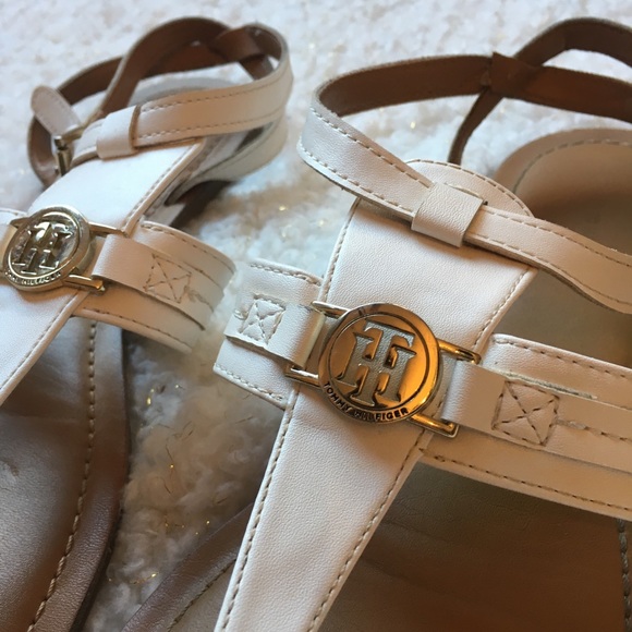 Tommy Hilfiger White Sandals with Gold Accents - Picture 3 of 8